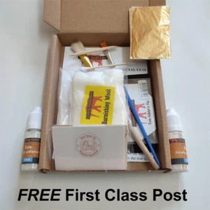 Gold Leaf Glue Adhesive 20ml 100 Sheets Kit Gilding Mop Acrylic Size Brush - Picture 1 of 6