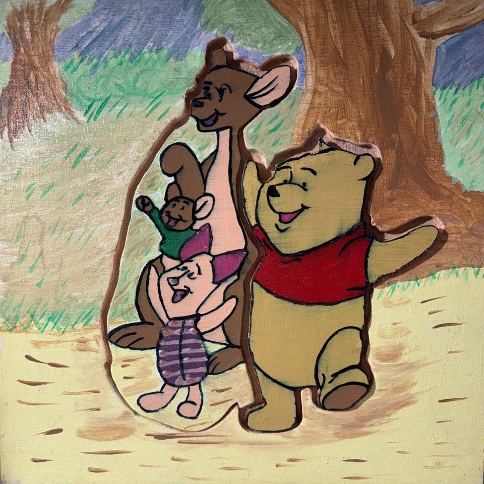 Juego de dos rompecabezas de madera Winnie the Pooh de colección hechos a mano, pintados a mano 2 piezas Foto 1 de 4