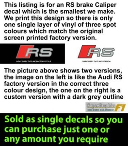 Audi RS Brake decal sticker factory style 3 colours x1 two options small 13x35mm - Picture 1 of 1