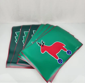 Vintage Rare Set Of 7 Marimekko Holiday Placemats Christmas Reindeer Car Vinyl - Picture 1 of 8