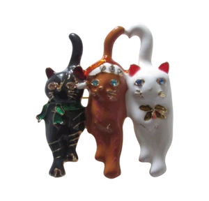 Broche bijou Trio de Chats en Acier. - Imagen 1 de 3