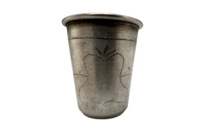 Ancienne tasse à vodka argent 800 piles de verre à shot poinçon rare objets de collection - Photo 1 sur 7
