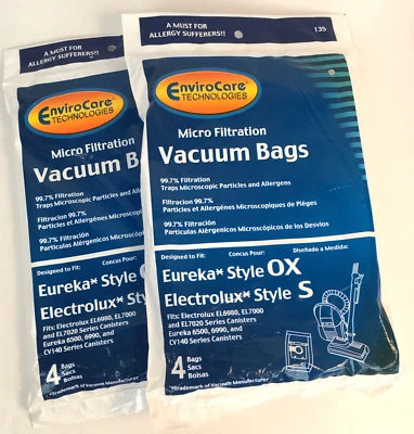 EnviroCare Vacuum Bags: Eureka Style OX & Electrolux Style S Vacuums 2PAK/8 Bags - Image 1 of 3