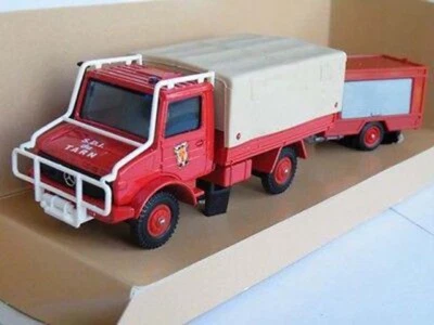 MERCEDES UNIMOG MODEL TRUCK FIRE ENGINE LORRY & TRAILER 1:50 SCALE SOLIDO VEREM - Image 1 of 4