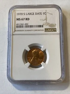 1970 S LINCOLN CENT NGC MS67 RD - Picture 1 of 4