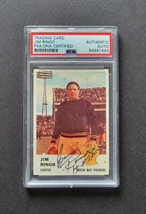 Tarjeta de fútbol americano Fleer firmada por Jim Ringo de los Packers 1961 con Hof 81 Psa autenticada - Imagen 1 de 2