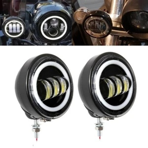 Chrome 4.5 inch LED Fog Light Passing Light & 4.5" Housing Bucket for Motorcycle - Bild 1 von 12