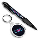 1 Ballpoint Pen & 1 Keyring set Neon Sign Design Lobos Island Spain #350513