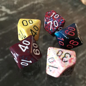 Chessex : d% Percentile d10 - Random Set of 5  - Free Bag! Ten Sided - Picture 1 of 1