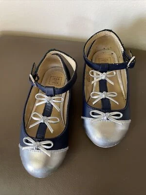 Zapatos planos JANIE AND JACK azul plata mary janes bebé niña talla 7 Foto 1 de 4