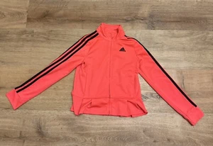Adidas Jacket Girls 6 Black /Hot pink Track Suit Jumper Full Zip Windbreaker  - Picture 1 of 12