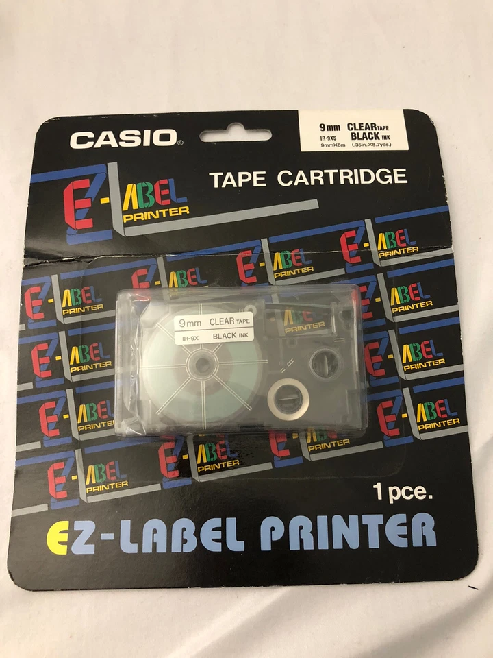 NOS Genuine Casio XR-9X-s 3/8" Black On Clear Tape XR9XS 9mm - Image 1 of 1