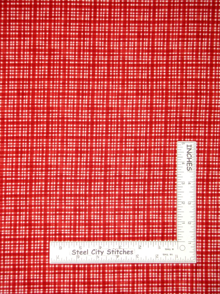 Tela de algodón a cuadros roja blanca de vacaciones de Navidad de dos pisos Northcott por yarda Foto 1 de 1