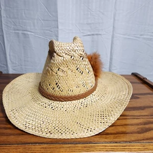 Vintage Resistol 6-3/4 Naturstroh Cowboy Hut Federband Cimarr Original Etiketten - Bild 1 von 10