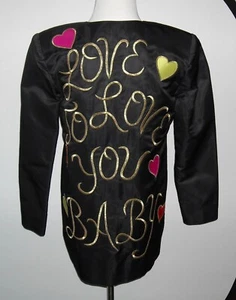 NWOT Women's Franck Sorbier " Love To Love You Baby" Embroidered Blazer Black - Picture 1 of 13
