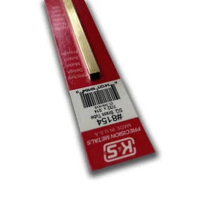 Tubo cuadrado de latón K&S Metals 8154: 7/32 OD x 0,014 pared x 12 largo (1 pieza) - Imagen 1 de 2