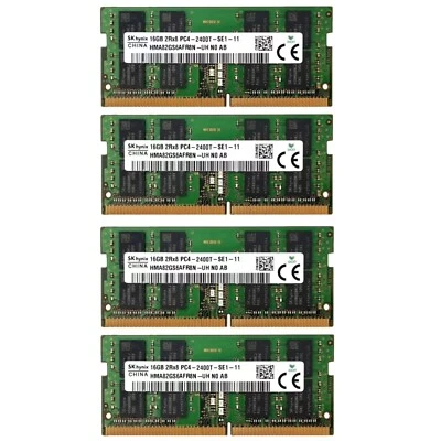 Hynix 64GB (4X16GB) DDR4 PC4-19200 DDR4-2400MHz SODIMM Memory Ram HMA82GS6AFR8N - Image 1 of 4