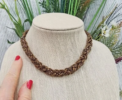 Collar Gargantilla Firmado Premier Designs Bronce Vidrio Corneta Cuentas Foto 1 de 4