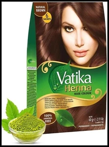 Vatika Henna Natural Brown Hair Colour 60g (6 x 10g Sachets) Natural Henna - Picture 1 of 10