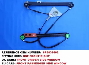 2/3 DOORS AUDI A3 WINDOW REGULATOR *RIGHT HAND DRIVE* FRONT DRIVER SIDE - Picture 1 of 9
