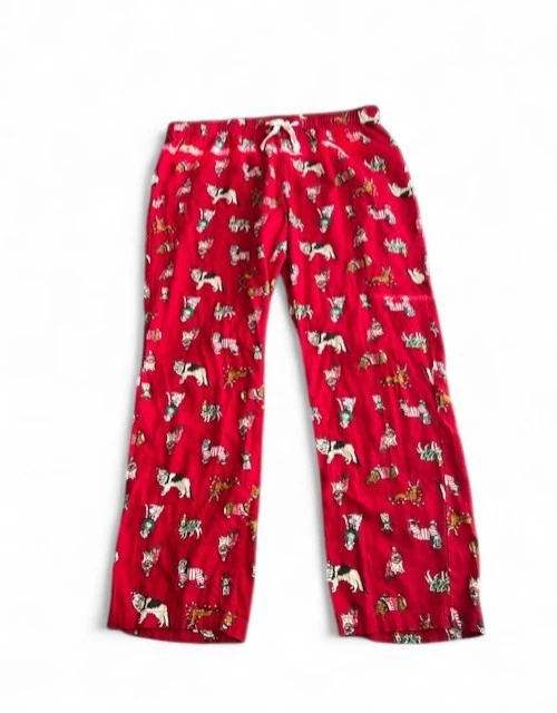 Old Navy Holiday Dog Pajama Pants Women's Size L Red Flannel Cotton Lounge - Image 1 of 4
