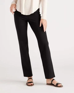Quince Black Ultra Stretch Ponte Knit Pull On Straight Leg Pants Medium NWT - Picture 1 of 7