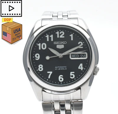 [NEAR MINT] SEIKO 5 7S26-01V0 Black Dial Day Date 36mm Men Automatic Watch JAPAN - Image 1 of 4
