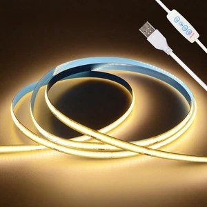 COB LED Strip Lights White 3.28Ft, 5V Dimmable LED Light Strip, Flexible USB Lig - Picture 1 of 5