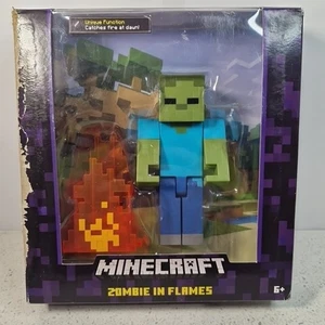 2015 Minecraft Zombie In Flames Survival mode Figure In Box Mojang Mattel - Picture 1 of 13