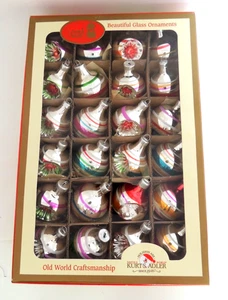 Kurt Adler frühe Jahre Mini Glas Ornament 24er Set bunt 2 Stile glänzend - Bild 1 von 13