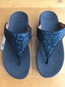Sandalia Fitflop Lulu Brillo Puntera Cristal Cómoda Mujer Medianoche UK 3 EU36 - Imagen 1 de 5