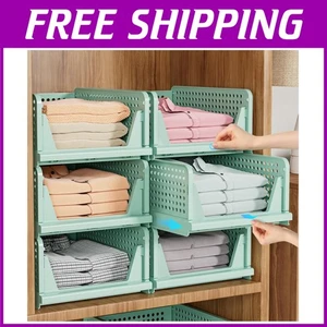 Foldable Storage Baskets, 5 Pack Stackable Closet Organizers - Picture 1 of 9