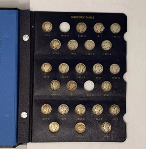 1916-1945 Mercury Dime Set - 75 Coins in Whitman Album - Picture 1 of 7