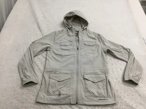 Eddie Bauer Travex Light Nylon Jacket Womens L Large Gray Full Zip Pockets Long - Picture 1 of 15