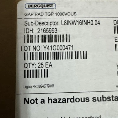 Thermal Bergquist 0.04Gap Pad VO Ultra Soft 25 Pack  16X8” GPVOUS-0.080-01-22 - Image 1 of 4