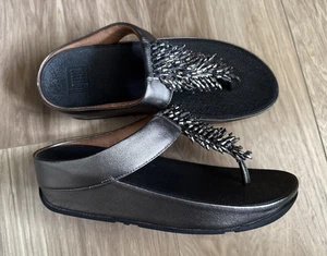 FitFlop Rumba Beaded Toe-Thong Sandal Pewter US 8 EUR 39 NIB - Picture 1 of 9