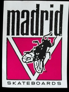 Vintage Madrid Skateboards Fly Sticker Black, Pink & White - Bild 1 von 3
