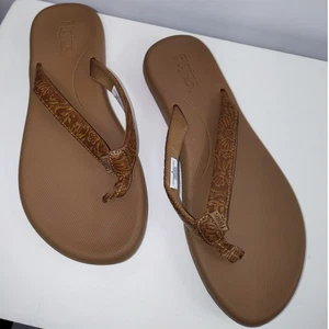Flojos Artisan Damen-Flip-Flop-Sandalen braun gepolsterte Sohle Größe 8 (fällt klein aus) - Bild 1 von 4
