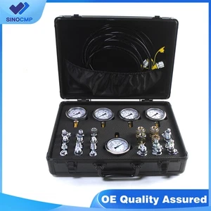Hydraulikdruckprüfsatz mit 5 Manometer 3 Prüfschläuche 24 Kupplungen für CAT Komatsu - Bild 1 von 10