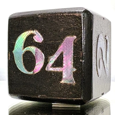 64.BLACK.BlackPearl - Iridescent Cube Artful Font -Backgammon Doubling Cube 36mm - Image 1 of 4