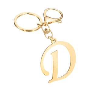 Gold Initial Letter Keychain, Stainless Steel A-Z Alphabet Keychains(Letter D) - Picture 1 of 7