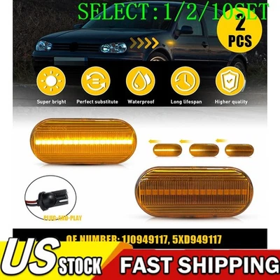 For VW MK4 Golf GTI R32 Jetta Yellow Lens Amber LED Front Side Marker Light 1~10 - Image 1 of 4