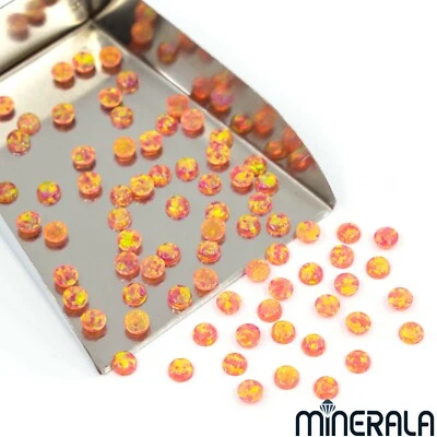 CABUJÓN REDONDO ÓPALO CREADO SINTÉTICO MELOCOTÓN CON CHISPAS AMARILLAS MELOCOTÓN WP00232 Foto 1 de 3