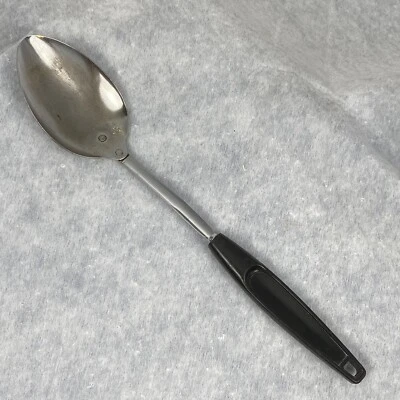 Foley Chromium Plated 10.5" Solid Serving Spoon Small Bowl Black Handle USA - Image 1 of 4