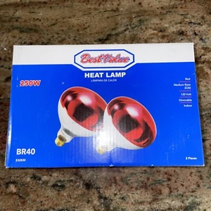 Best Value Heat Lamp, Flood Beam, Dimmable, R40, Red, 250-Watts, 2-Pk. - Picture 1 of 2