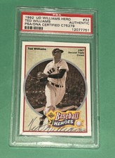 1992 UPPER DECK HEROES TED WILLIAMS #32 PSA AUTHENTIC AUTO ON CARD RED SOX HOF