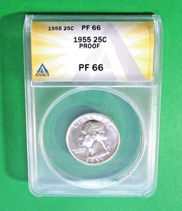 1955 Silver Proof Washington Quarter - ANACS PF 66 - Picture 1 of 2