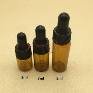 wholesale 2ml 3ml 5ml Amber Glass Dropper bottle Mini Glass essential Oil bottle - Picture 1 of 3