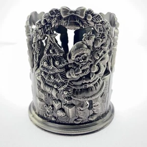 VTG Godinger Christmas Santa Claus Candle Holder Pewter Santa Candle Holder Cute - Picture 1 of 8