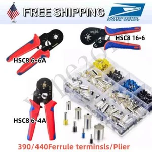 440/390x Cold Pressed Crimp Connectors End Ferrules Terminal Kit/Plier US - Picture 1 of 20